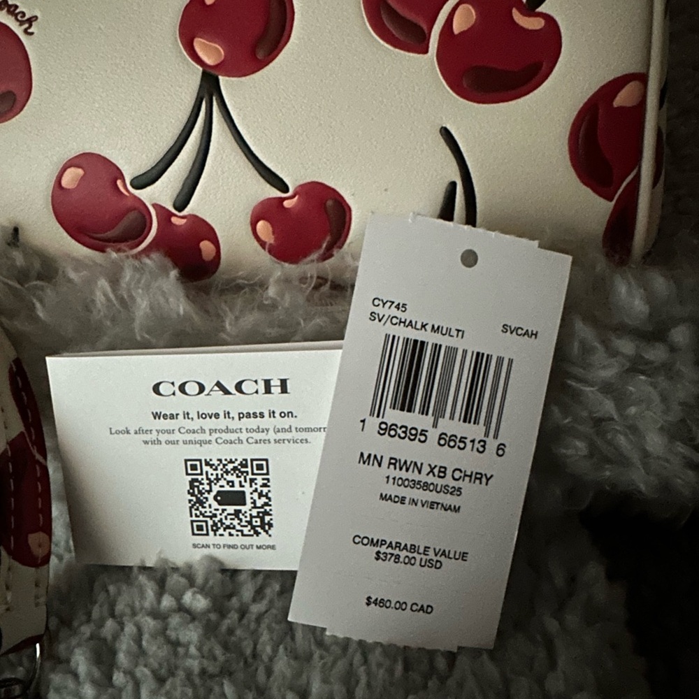 COACH Mini Rowan Crossbody with Top Handle Bag With Cherry Print - Picture 10 of 13